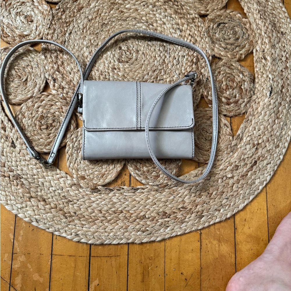 Elegant Gray Leather Crossbody Bag